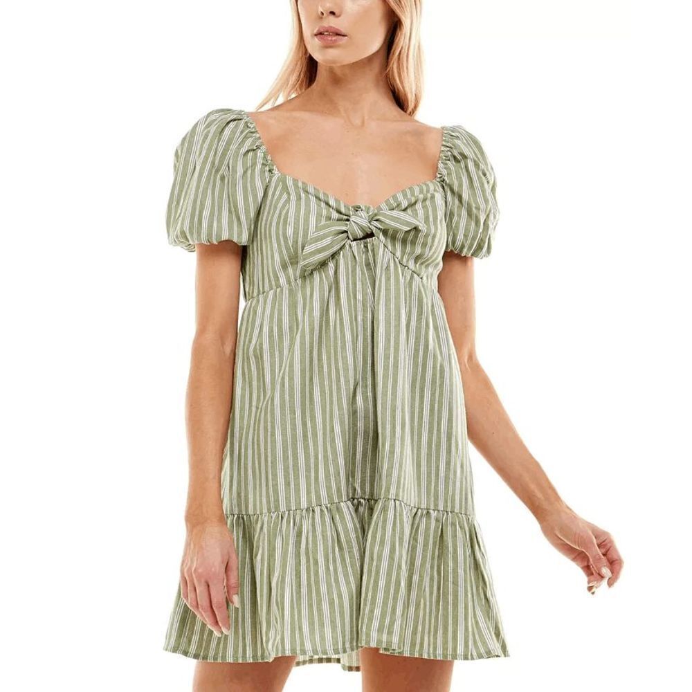 SPEECHLESS Juniors' Striped Babydoll Dress Size M